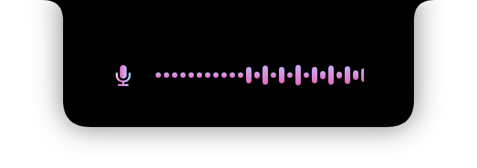 The notch expanded into a HUD with a live waveform while recording